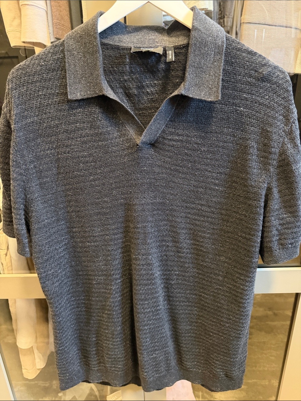 Theory Men's Charcoal Textured Short-Sleeve Polo